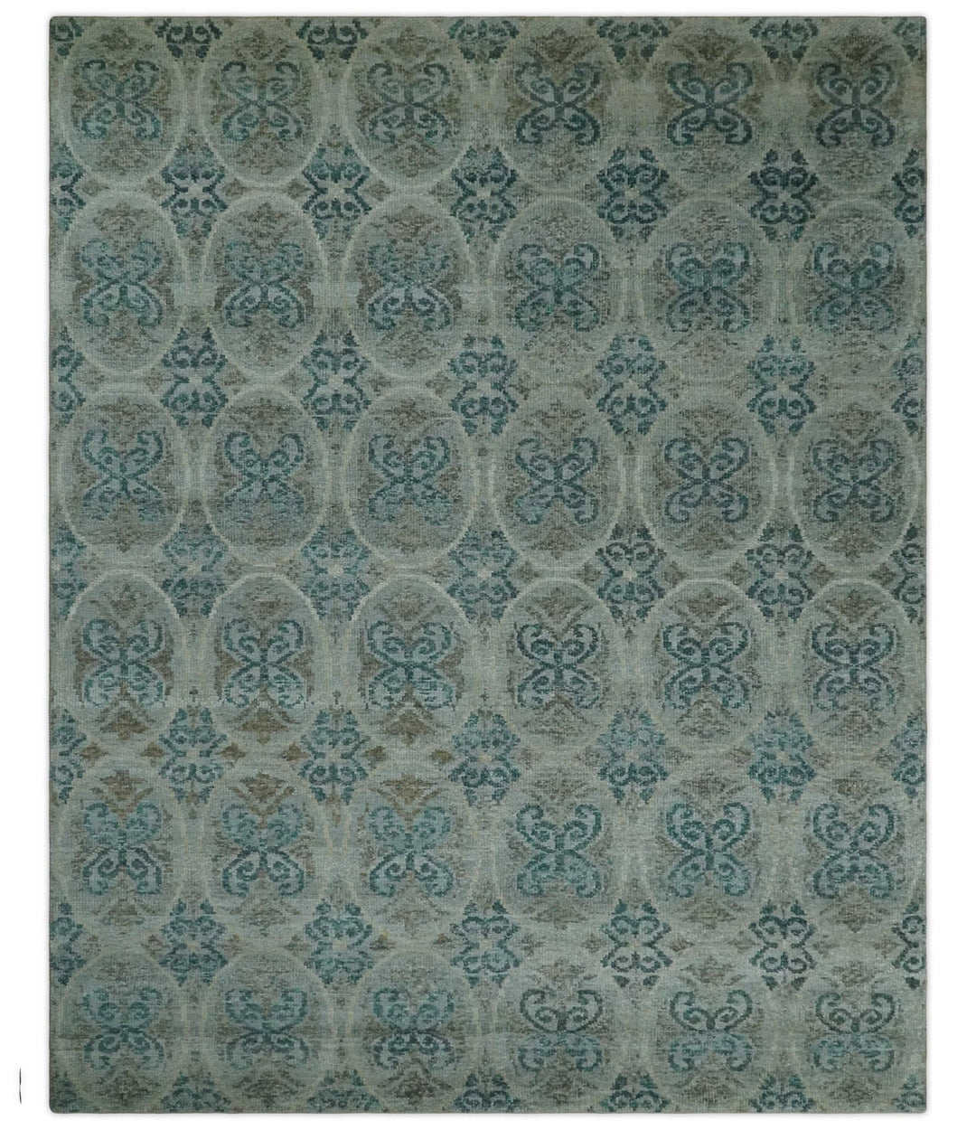 8x10 Hand Knotted Gray, Blue and Brown Modern Persian Style Contemporary Recycled Silk Area Rug | OP31 - The Rug Decor