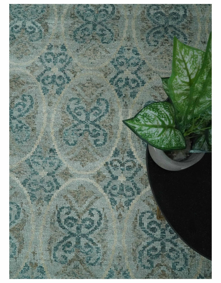 8x10 Hand Knotted Gray, Blue and Brown Modern Persian Style Contemporary Recycled Silk Area Rug | OP31 - The Rug Decor