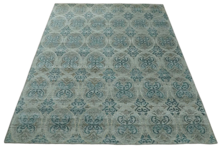 8x10 Hand Knotted Gray, Blue and Brown Modern Persian Style Contemporary Recycled Silk Area Rug | OP31 - The Rug Decor