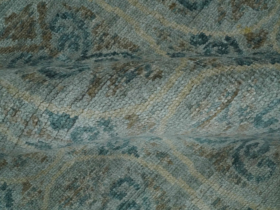 8x10 Hand Knotted Gray, Blue and Brown Modern Persian Style Contemporary Recycled Silk Area Rug | OP31 - The Rug Decor