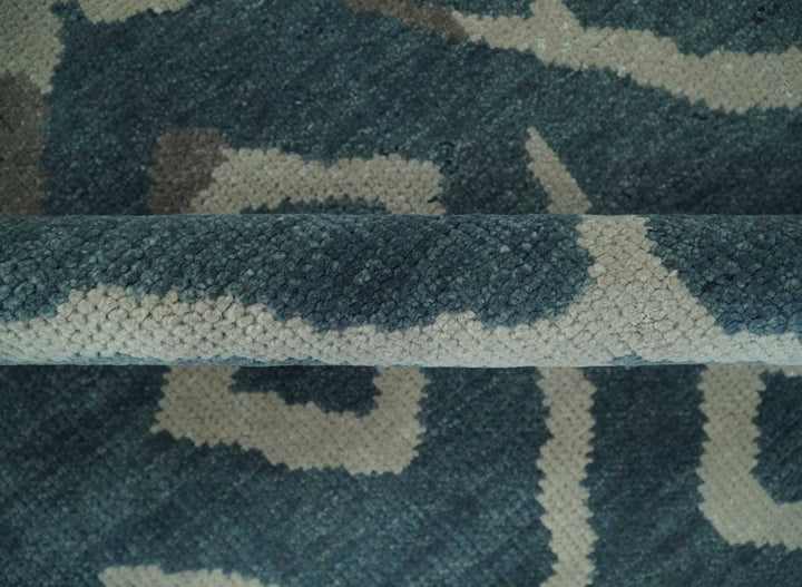 8x10 Hand Knotted Green, Ivory and Gray Traditional Persian Oushak Wool Rug | AC17810 - The Rug Decor