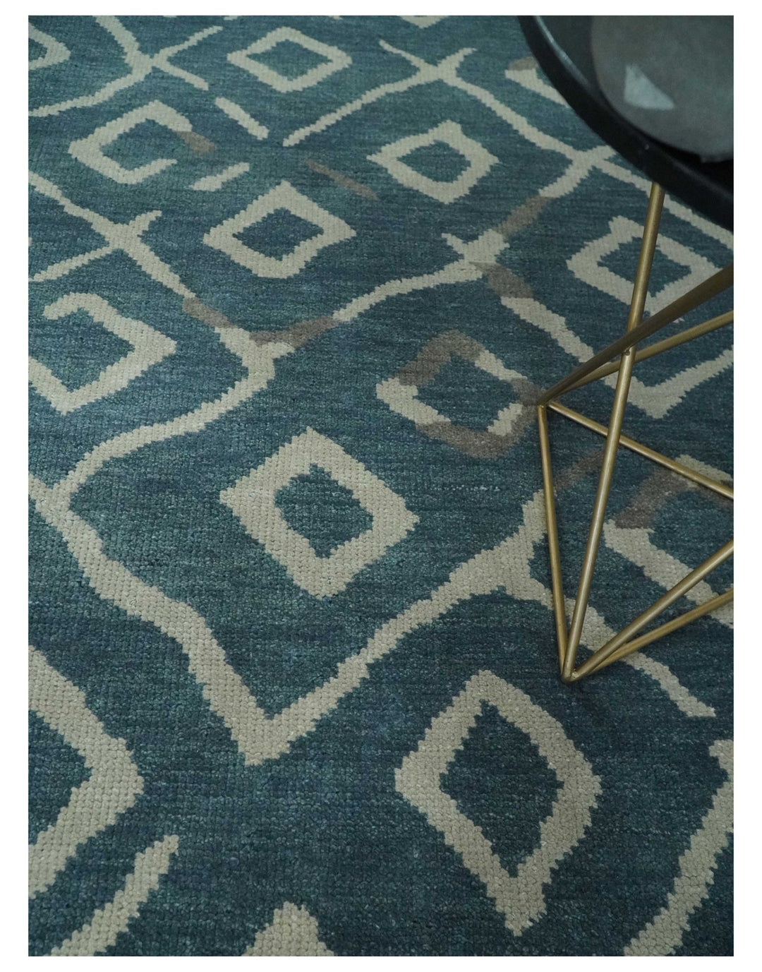 8x10 Hand Knotted Green, Ivory and Gray Traditional Persian Oushak Wool Rug | AC17810 - The Rug Decor