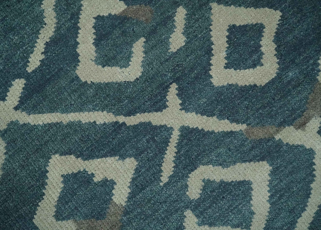 8x10 Hand Knotted Green, Ivory and Gray Traditional Persian Oushak Wool Rug | AC17810 - The Rug Decor