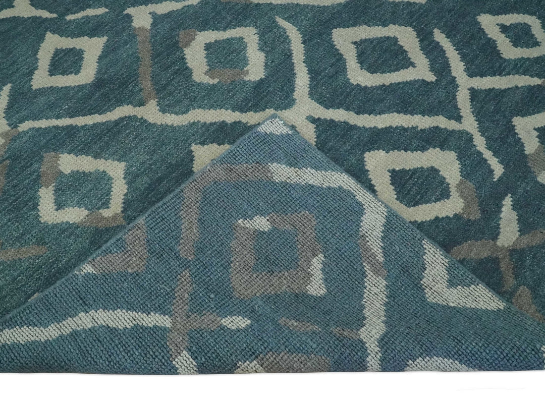 8x10 Hand Knotted Green, Ivory and Gray Traditional Persian Oushak Wool Rug | AC17810 - The Rug Decor