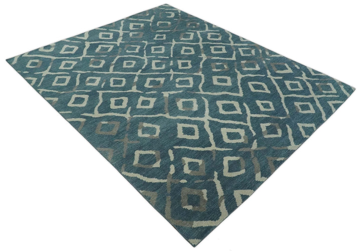 8x10 Hand Knotted Green, Ivory and Gray Traditional Persian Oushak Wool Rug | AC17810 - The Rug Decor