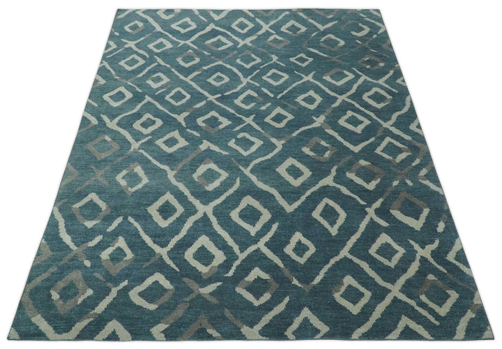 8x10 Hand Knotted Green, Ivory and Gray Traditional Persian Oushak Wool Rug | AC17810 - The Rug Decor
