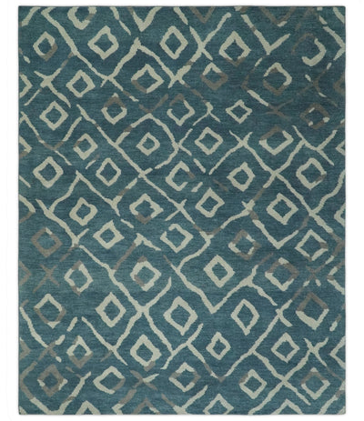 8x10 Hand Knotted Green, Ivory and Gray Traditional Persian Oushak Wool Rug | AC17810 - The Rug Decor