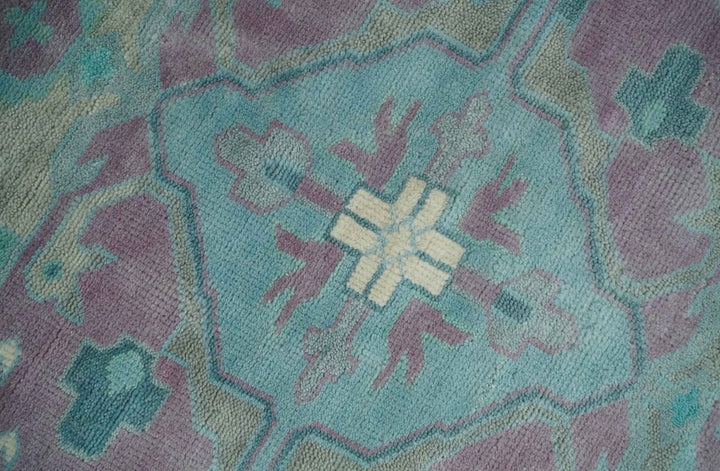 8x10 Hand Knotted Heriz Serapi Aqua, Pink and Ivory Floral Area Rug | TRDCP1369810 - The Rug Decor