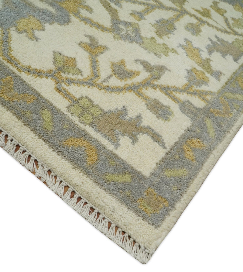 8x10 Hand Knotted Ivory and Gray Traditional Vintage Persian Style Antique Wool Rug | TRDCP577810 - The Rug Decor