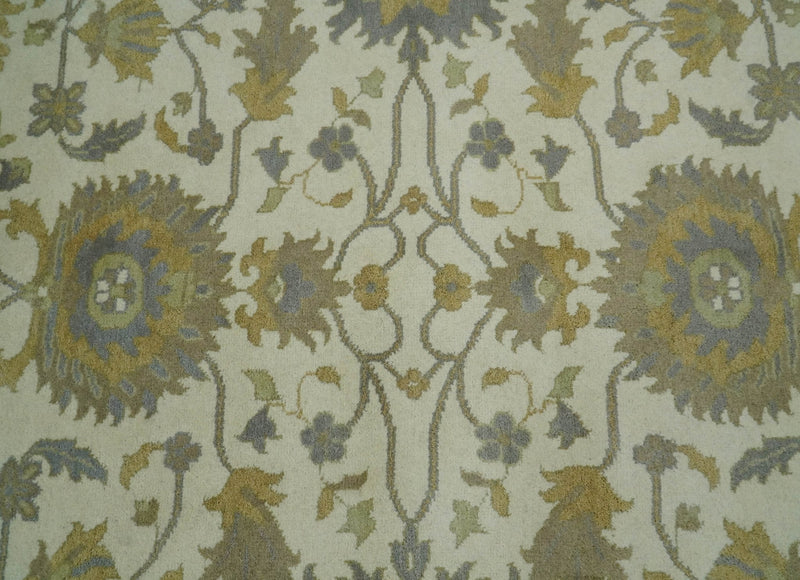 8x10 Hand Knotted Ivory and Gray Traditional Vintage Persian Style Antique Wool Rug | TRDCP577810 - The Rug Decor