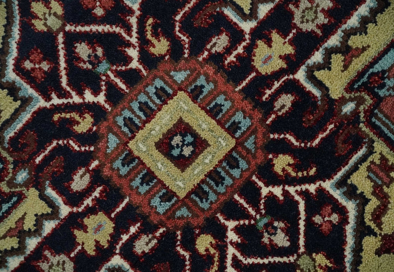 8x10 Hand Knotted Ivory, Brown and Blue Traditional Antique Wool Area Rug - The Rug Decor