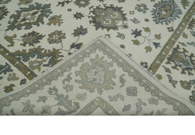 8x10 Hand Knotted Ivory, Brown and Gray Traditional Vintage Persian Style Antique Wool Rug | TRDCP820810 - The Rug Decor