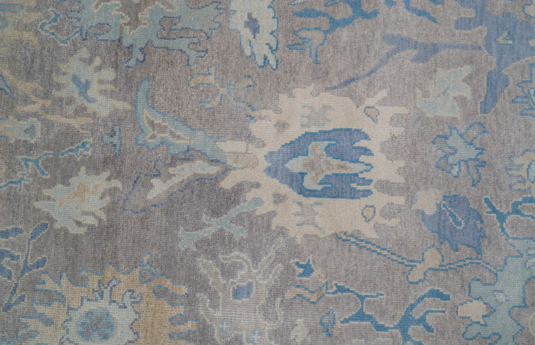 8x10 Hand Knotted Lavender Blue and Beige Traditional Persian Oushak Wool Rug | TRDCP761810 - The Rug Decor