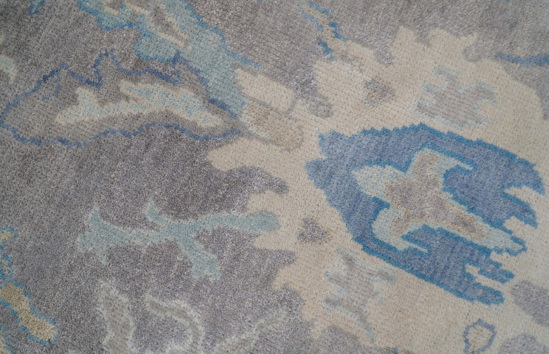 8x10 Hand Knotted Lavender Blue and Beige Traditional Persian Oushak Wool Rug | TRDCP761810 - The Rug Decor