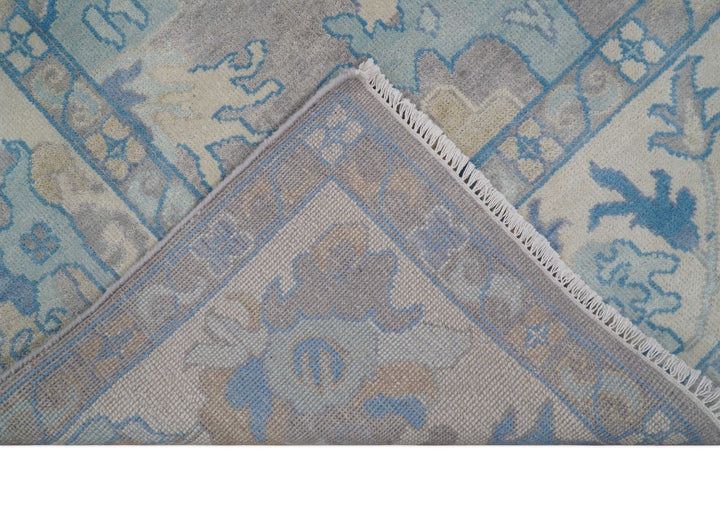 8x10 Hand Knotted Lavender Blue and Beige Traditional Persian Oushak Wool Rug | TRDCP761810 - The Rug Decor