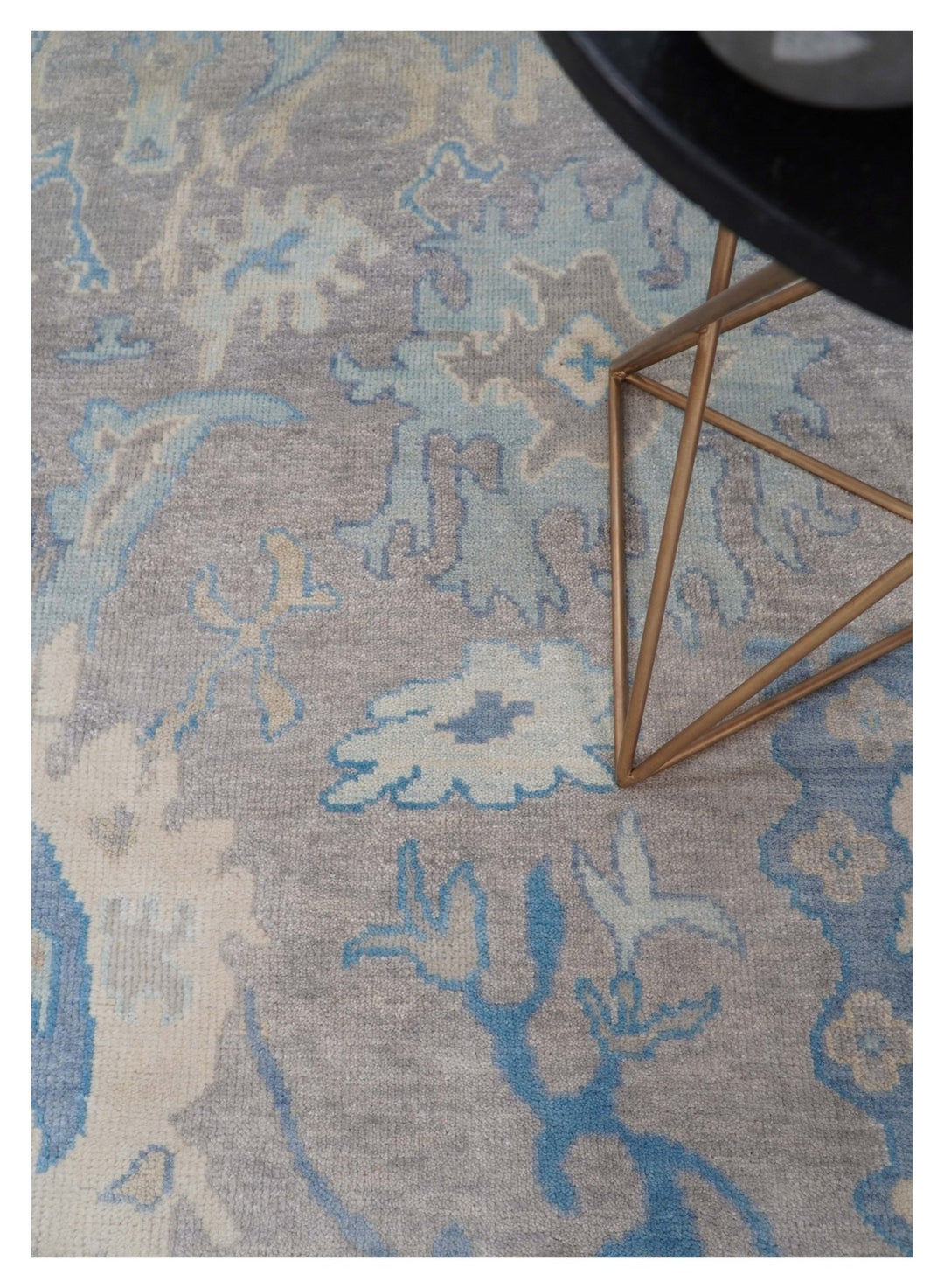 8x10 Hand Knotted Lavender Blue and Beige Traditional Persian Oushak Wool Rug | TRDCP761810 - The Rug Decor