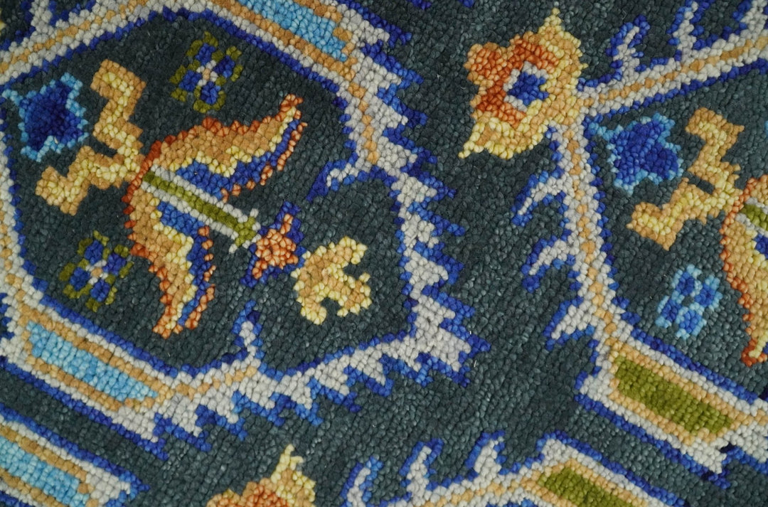 8x10 Hand Knotted Moss Green and Blue Wool Antique Vintage Persian Area Rug | TRDCP667810 - The Rug Decor
