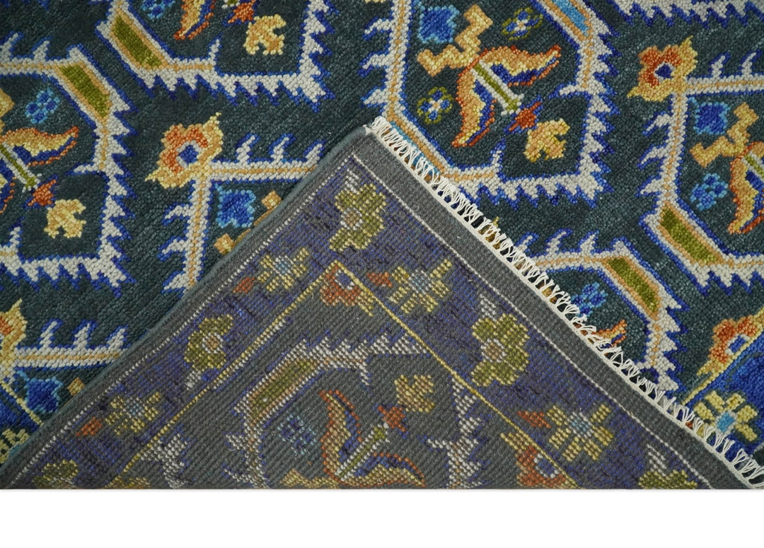 8x10 Hand Knotted Moss Green and Blue Wool Antique Vintage Persian Area Rug | TRDCP667810 - The Rug Decor