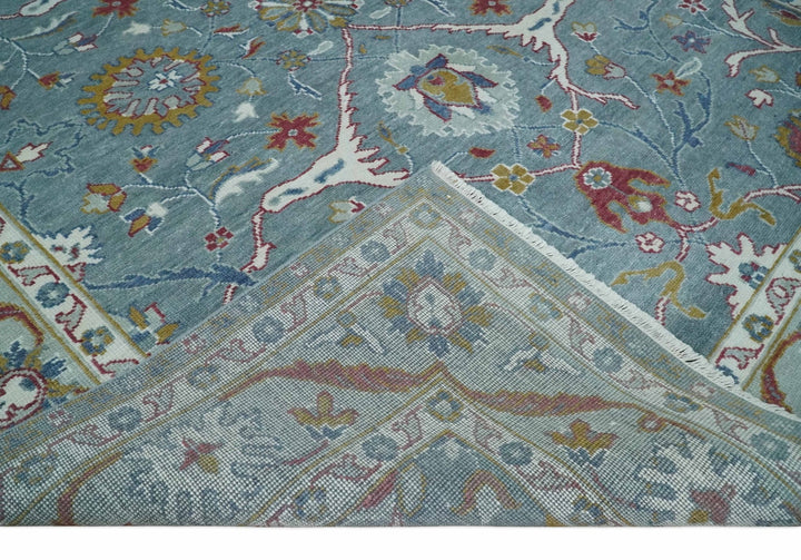 8x10 Hand Knotted Oriental Oushak Gray and Silver Wool Area Rug - The Rug Decor