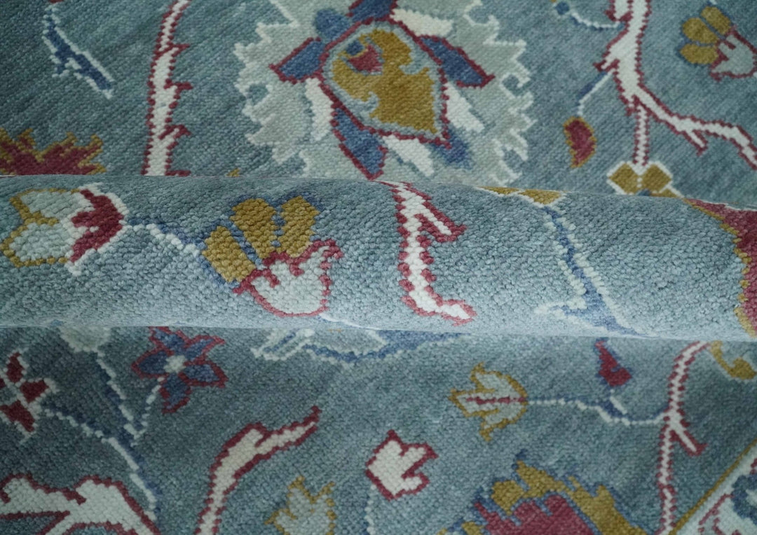 8x10 Hand Knotted Oriental Oushak Gray and Silver Wool Area Rug - The Rug Decor