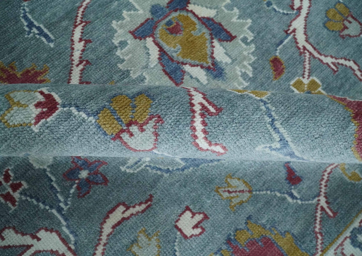 8x10 Hand Knotted Oriental Oushak Gray and Silver Wool Area Rug - The Rug Decor