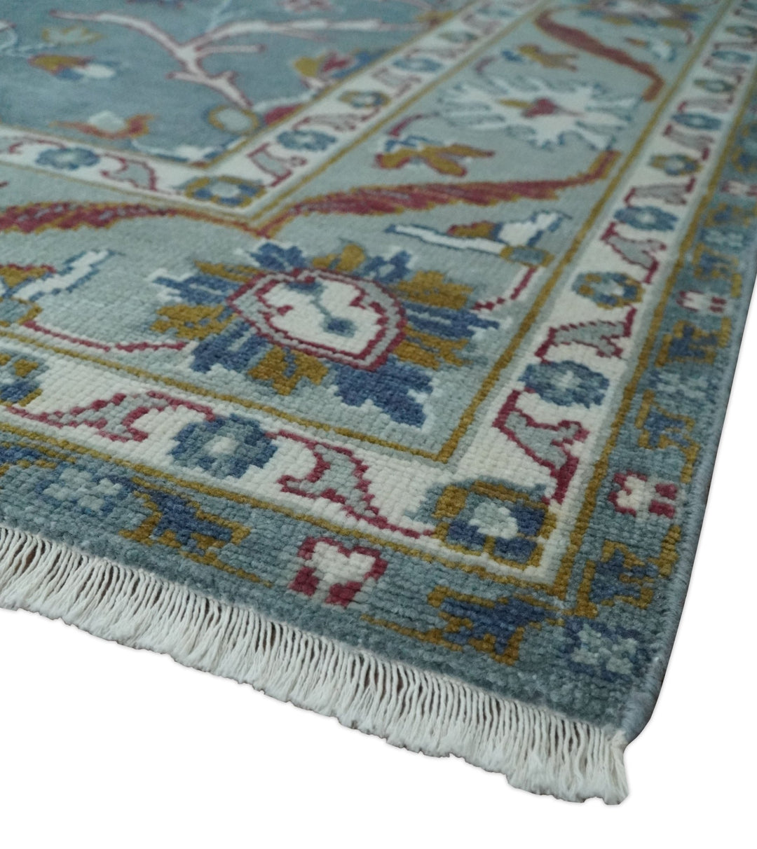8x10 Hand Knotted Oriental Oushak Gray and Silver Wool Area Rug - The Rug Decor