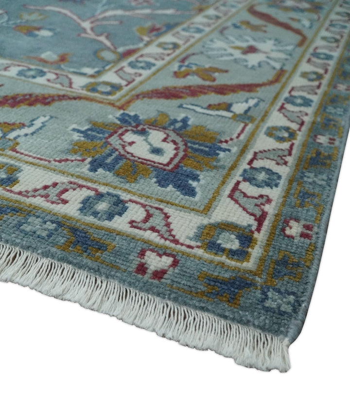 8x10 Hand Knotted Oriental Oushak Gray and Silver Wool Area Rug - The Rug Decor