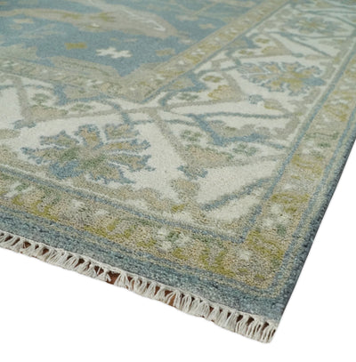 8x10 Hand Knotted Oriental Oushak Gray, Ivory and Beige Wool Area Rug | TRDCP1166810 - The Rug Decor