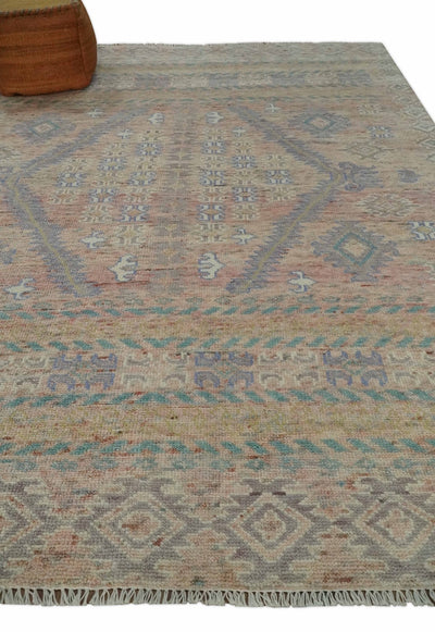 8x10 Hand Knotted Peach and Beige Oriental Traditional Area Rug - The Rug Decor