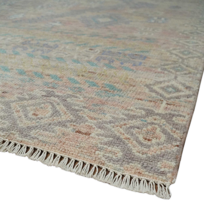 8x10 Hand Knotted Peach and Beige Oriental Traditional Area Rug - The Rug Decor