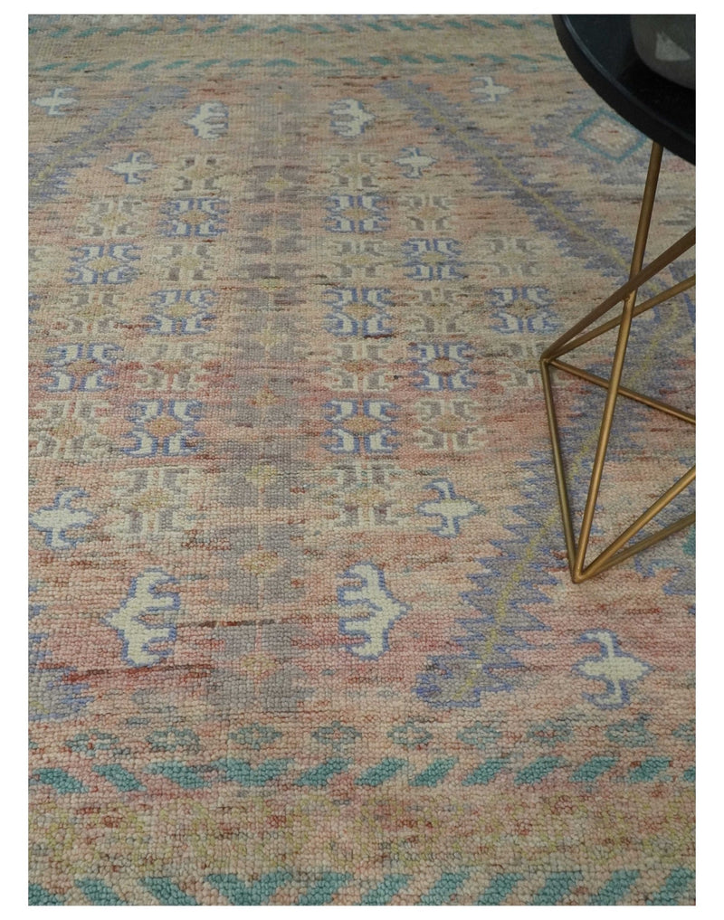 8x10 Hand Knotted Peach and Beige Oriental Traditional Area Rug - The Rug Decor