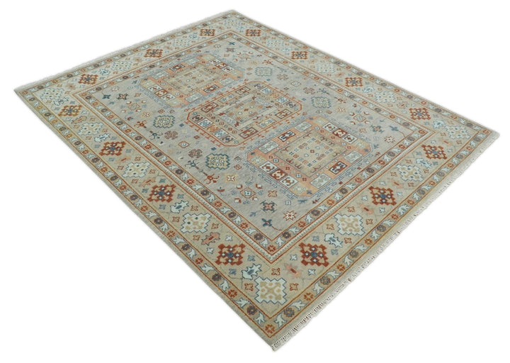 8x10 Hand Knotted Peach, Gray and Camel Traditional Persian Oushak Area Rug | TRDCP836810 - The Rug Decor