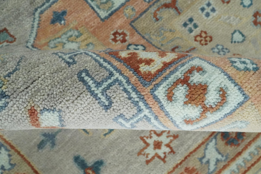 8x10 Hand Knotted Peach, Gray and Camel Traditional Persian Oushak Area Rug | TRDCP836810 - The Rug Decor