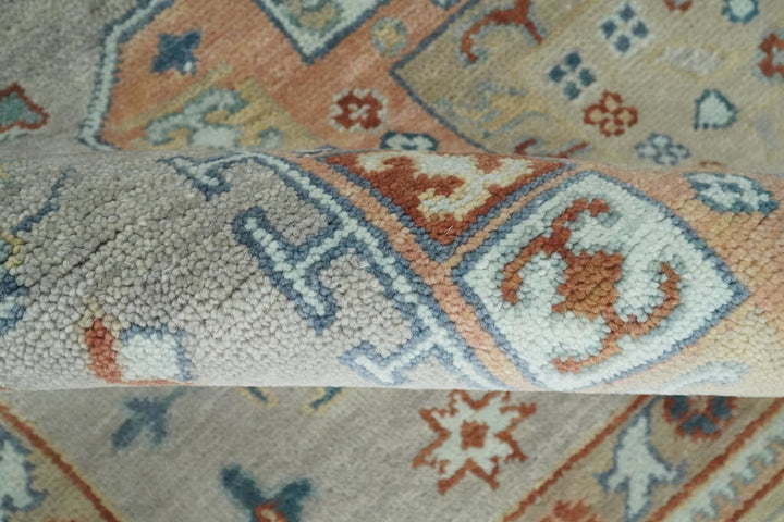 8x10 Hand Knotted Peach, Gray and Camel Traditional Persian Oushak Area Rug | TRDCP836810 - The Rug Decor