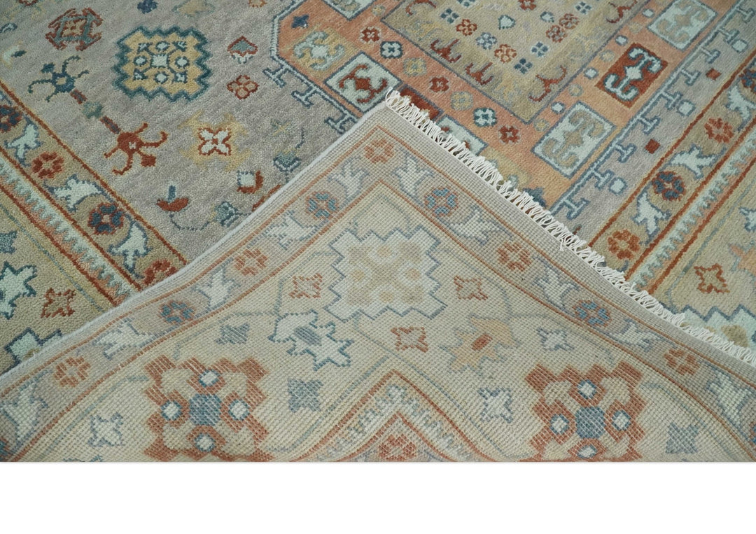 8x10 Hand Knotted Peach, Gray and Camel Traditional Persian Oushak Area Rug | TRDCP836810 - The Rug Decor