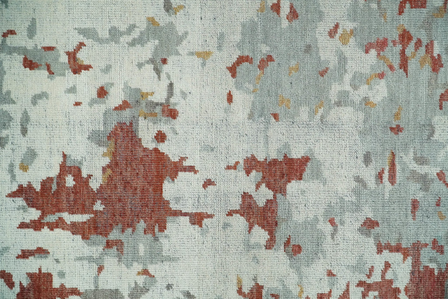 8x10 Hand Knotted Rust and Gray Modern Abstract Low Pile Contemporary Wool Rug | TRD2651 - The Rug Decor