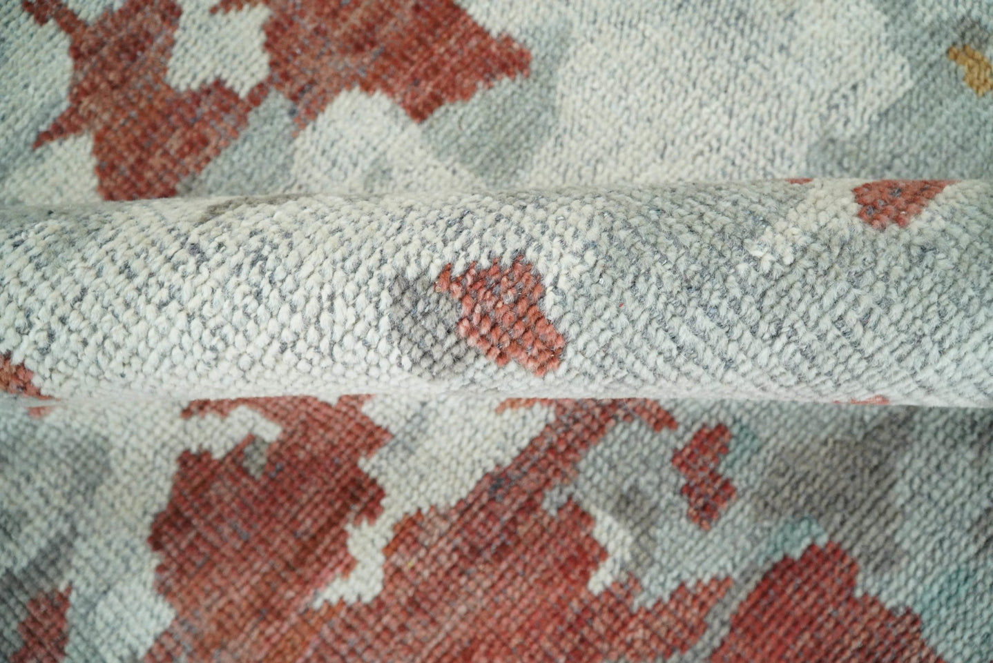 8x10 Hand Knotted Rust and Gray Modern Abstract Low Pile Contemporary Wool Rug | TRD2651 - The Rug Decor