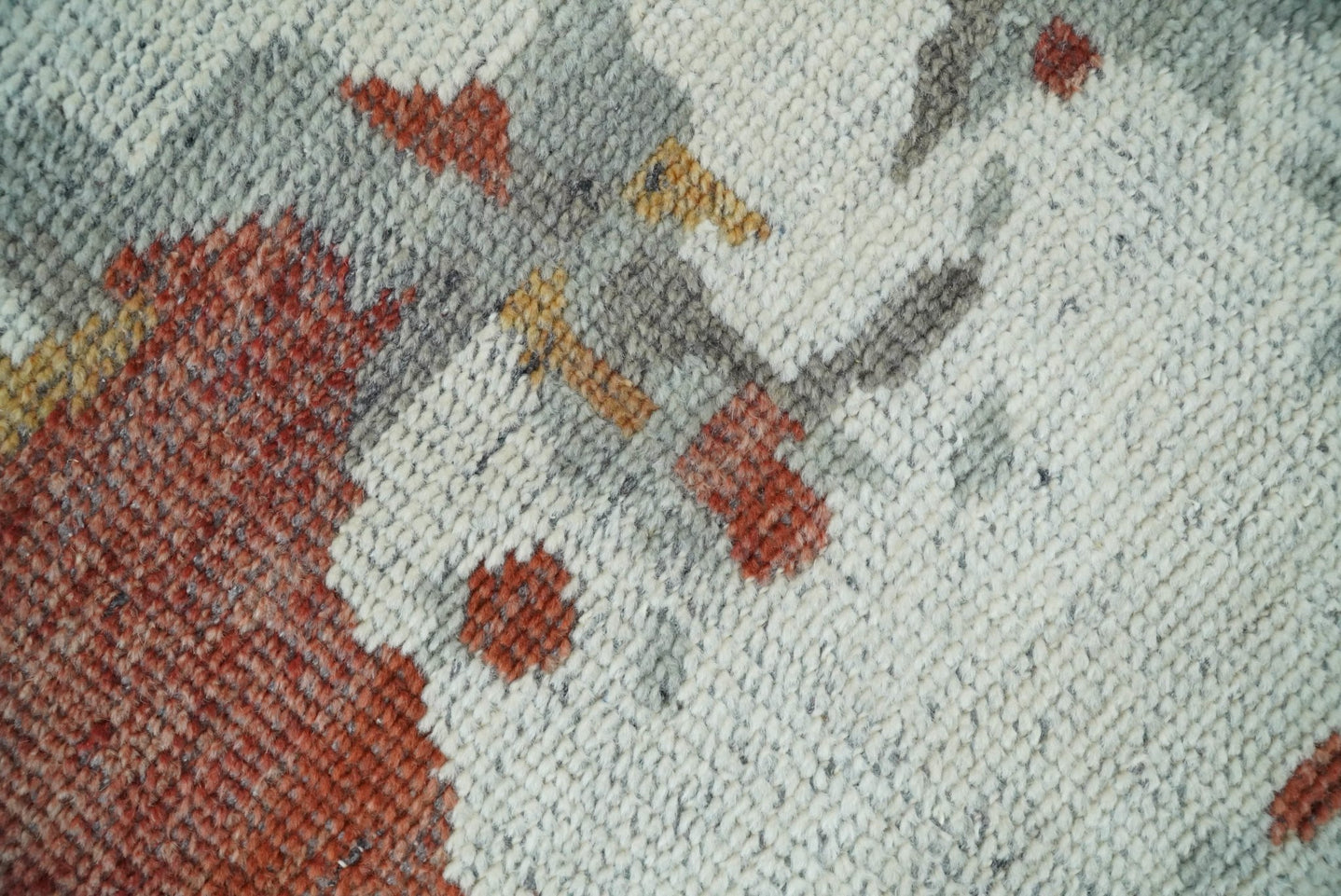 8x10 Hand Knotted Rust and Gray Modern Abstract Low Pile Contemporary Wool Rug | TRD2651 - The Rug Decor