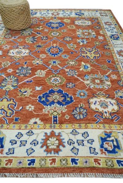 8x10 Hand Knotted Rust and Ivory Traditional Vintage Persian Style Antique Wool Rug | TRDCP752810 - The Rug Decor