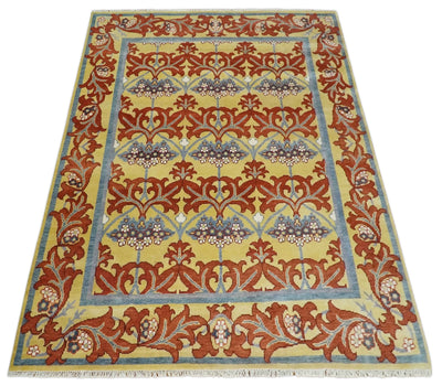 8x10 Hand Knotted Rust, Gold and Gray William Morris Wool Rug | TRDCP1000810 - The Rug Decor