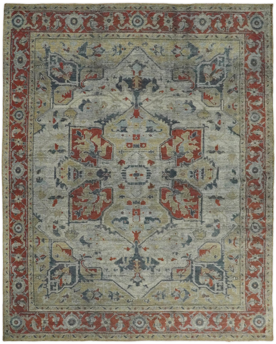 8x10 Hand Knotted Serapi Silver and Rust Traditional Antique Area Rug | TRD2401 - The Rug Decor