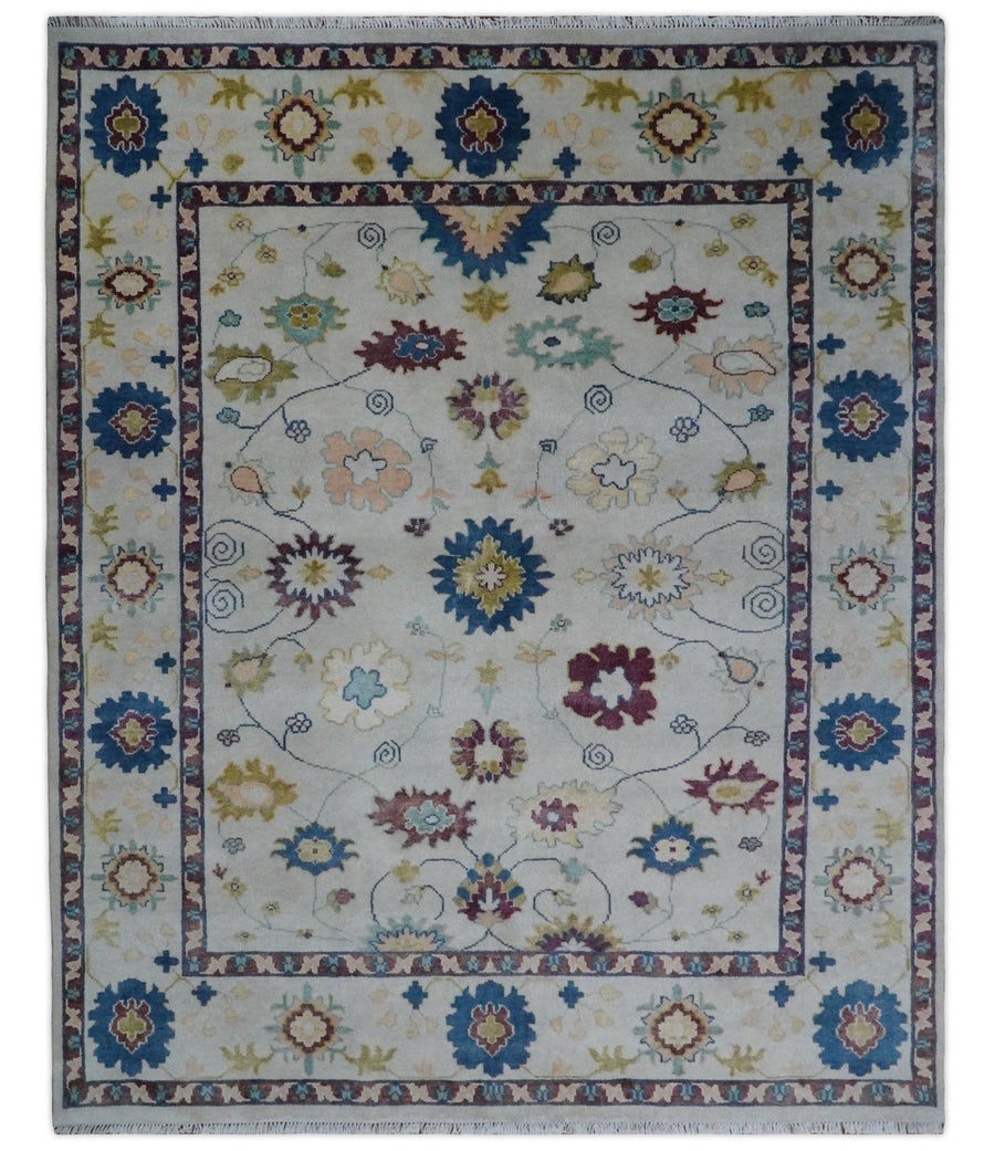 8x10 Hand Knotted Silver and Brown Traditional Vintage Persian Style Antique Wool Rug | TRDCP759810 - The Rug Decor