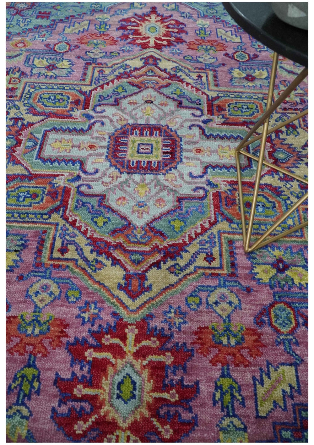 8x10 Hand Knotted Silver, Purple and Green Traditional Wool Rug - The Rug Decor