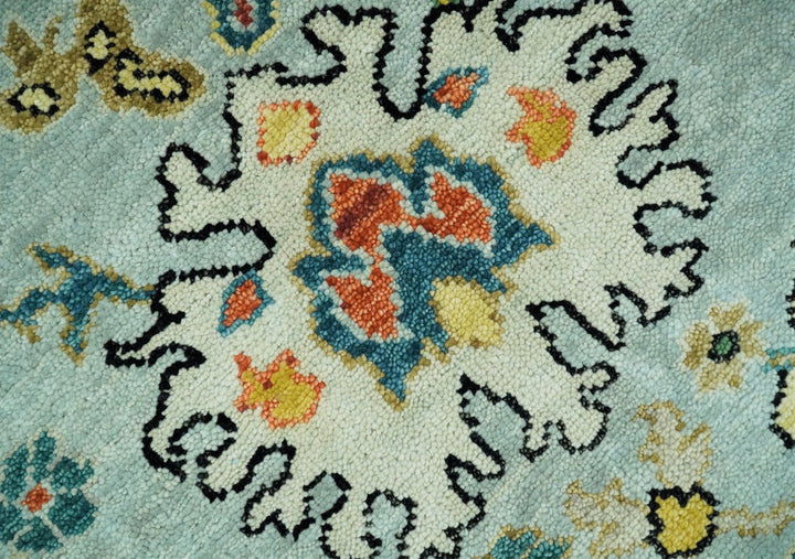 8x10 Hand Knotted Traditional Persian Blue and Beige Vibrant Turkish Oushak Area Rug | TRDCP423810 - The Rug Decor