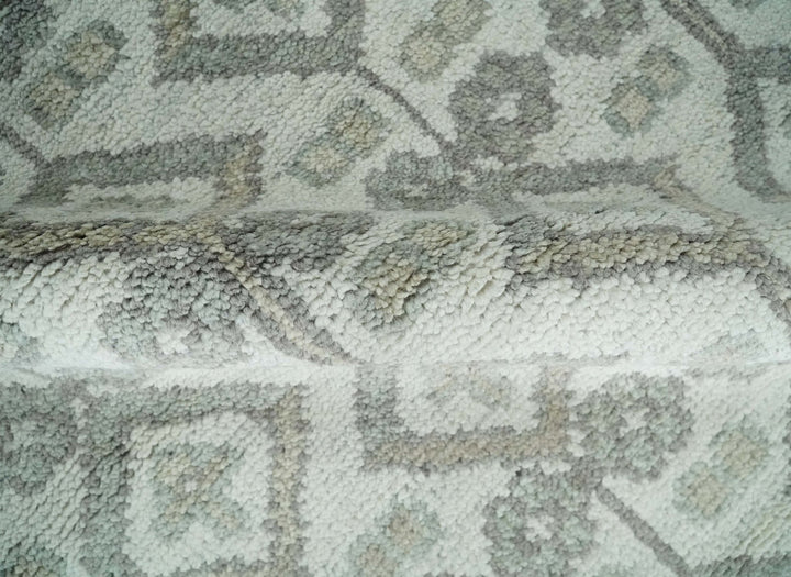 8x10 Hand Knotted Turkish Ivory and Silver Traditional Antique Persian Area Rug | TRDCP1120810S - The Rug Decor