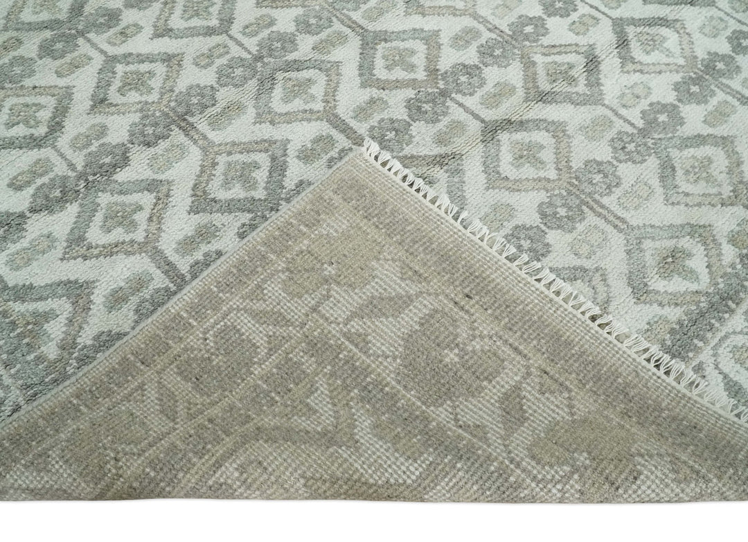 8x10 Hand Knotted Turkish Ivory and Silver Traditional Antique Persian Area Rug | TRDCP1120810S - The Rug Decor