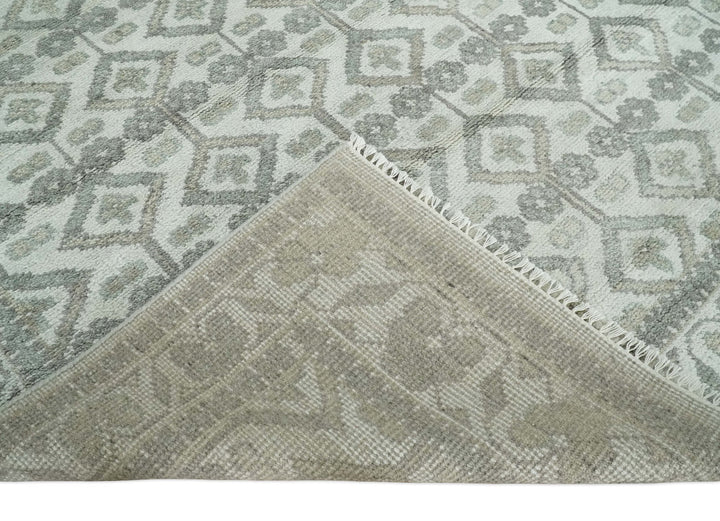 8x10 Hand Knotted Turkish Ivory and Silver Traditional Antique Persian Area Rug | TRDCP1120810S - The Rug Decor