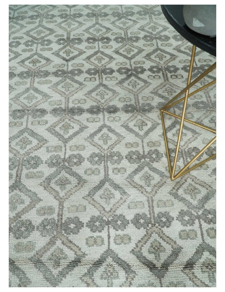 8x10 Hand Knotted Turkish Ivory and Silver Traditional Antique Persian Area Rug | TRDCP1120810S - The Rug Decor