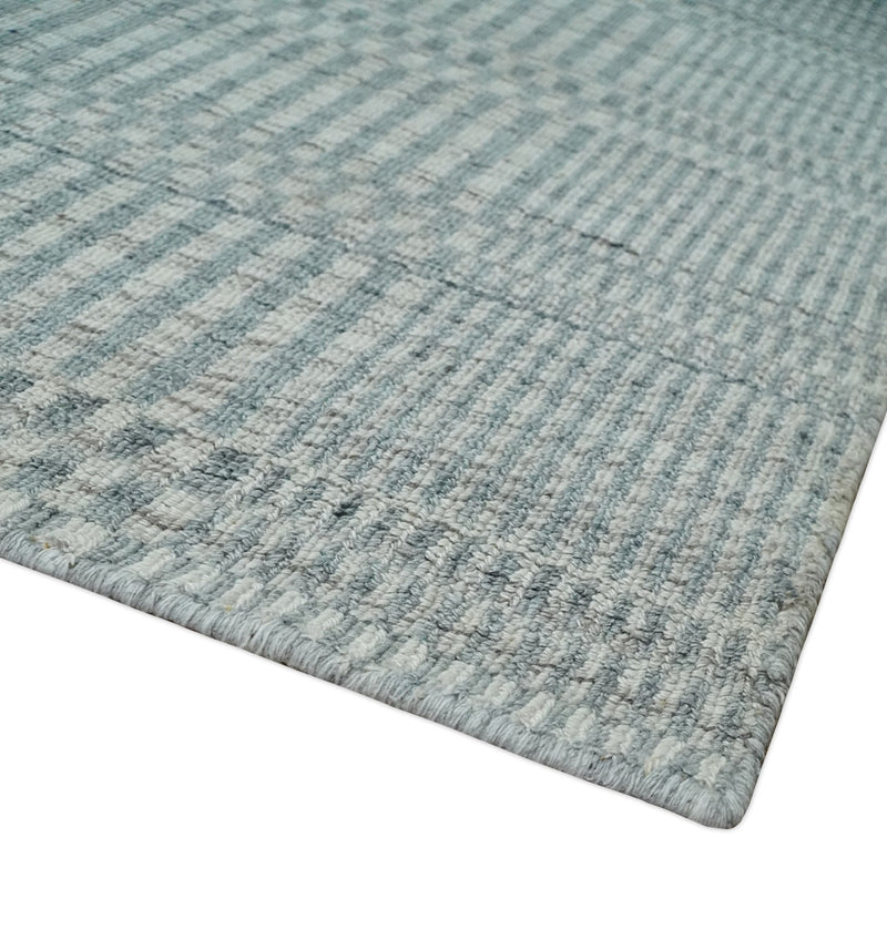 8x10 Hand Made Modern Trellis Camel and Silver Scandinavian Blended Wool Flatwoven Area Rug | KE28 - The Rug Decor