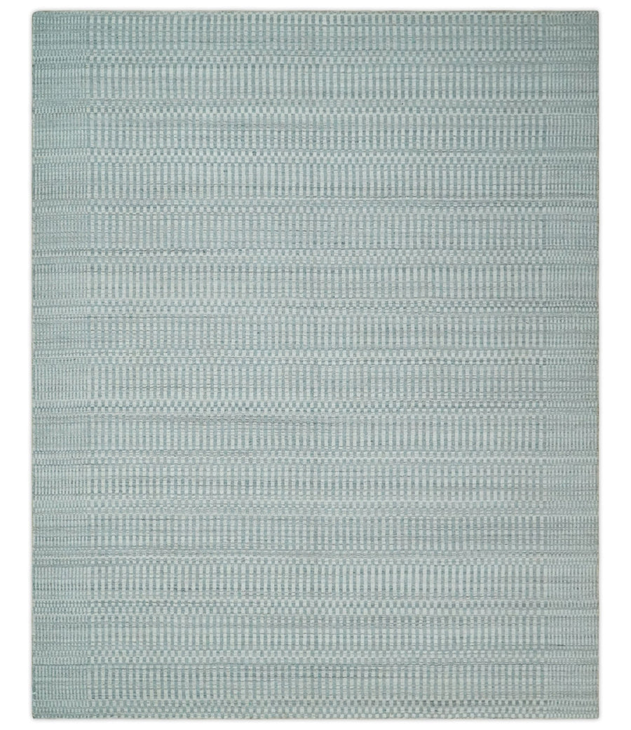 8x10 Hand Made Modern Trellis Camel and Silver Scandinavian Blended Wool Flatwoven Area Rug | KE28 - The Rug Decor